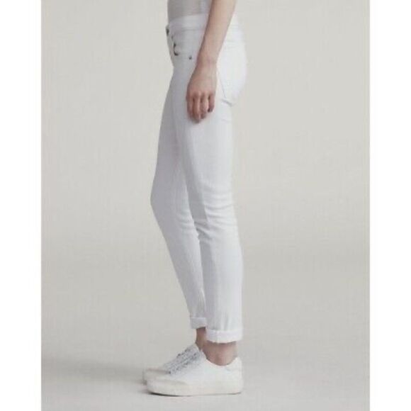 Rag & Bone Womens Aged Bright White The Dre Slim Boyfriend Stretch Jean Sz 26 - Picture 2 of 16